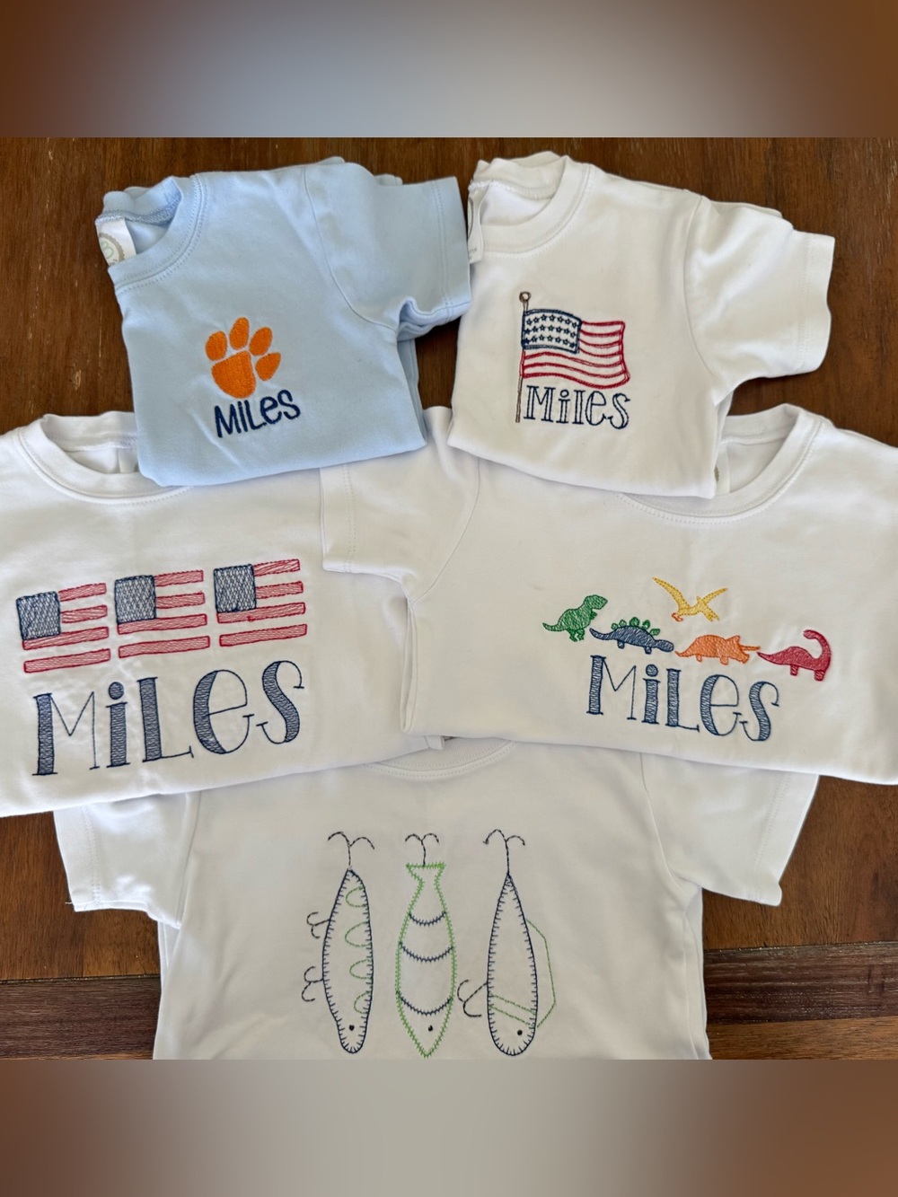 “Miles” embroidered tee set